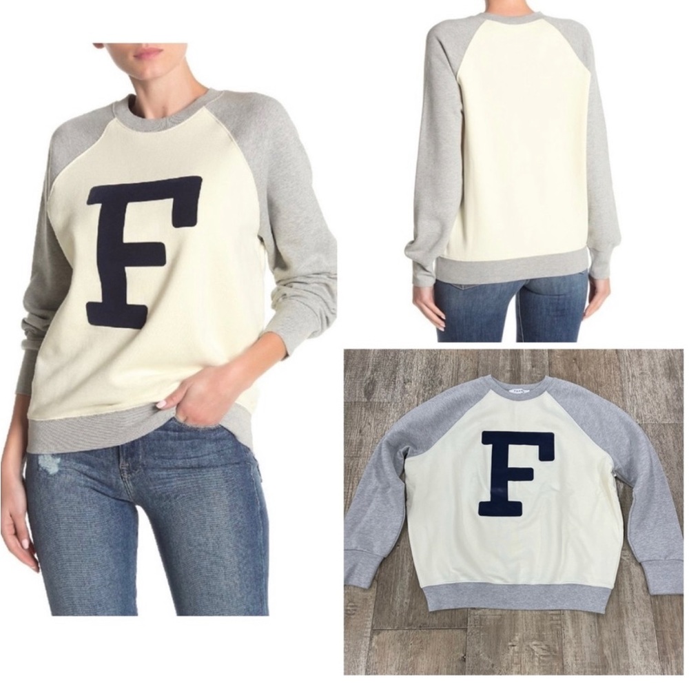 Frame Denim Varsity Color Blocked Raglan  Sleeves sweatshirt